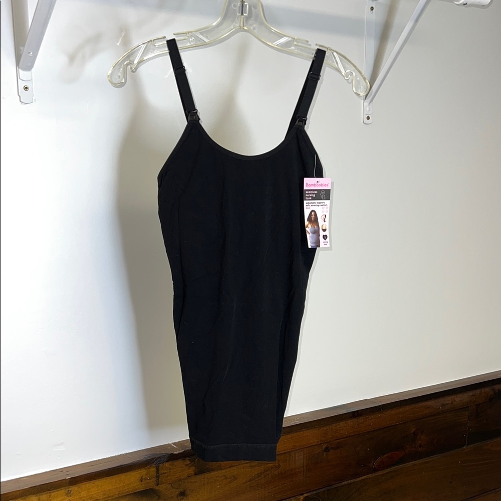NWT Bamboobies Black Seamless‎ Nursing Tank- XS